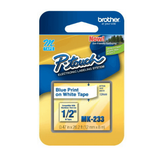Fita Brother MK-233 M233 M-233 12mm Azul sobre Branco - Impressorajato